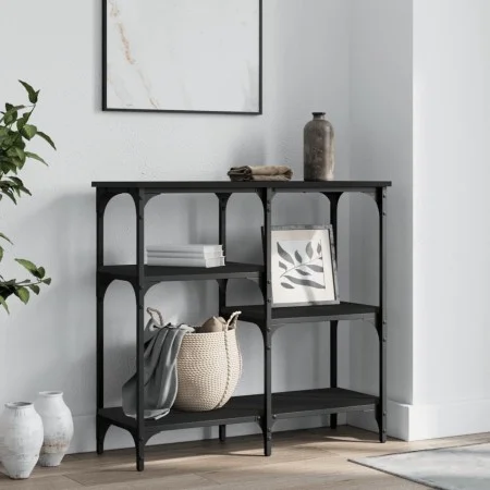 Mesa consola madera de ingeniería negra 80x29x75 cm de , Mesas auxiliares - Ref: Foro24-834075, Precio: 53,00 €, Descuento: %