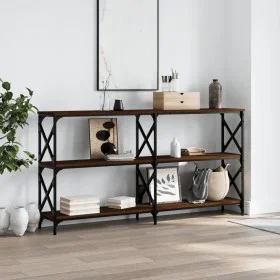 Oak brown engineered wood console table 200x28x80.5 cm by , Side tables - Ref: Foro24-835433, Price: 66,94 €, Discount: %