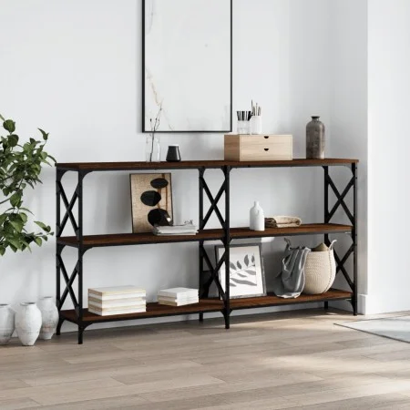 Oak brown engineered wood console table 200x28x80.5 cm by , Side tables - Ref: Foro24-835433, Price: 66,94 €, Discount: %