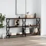 Oak brown engineered wood console table 200x28x80.5 cm by , Side tables - Ref: Foro24-835433, Price: 66,94 €, Discount: %