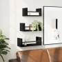 Wall shelves with bars 3 pcs engineered wood black by , Shelves and shelves - Ref: Foro24-835444, Price: 23,00 €, Discount: %