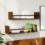 Estantes de pared con barras 2 uds marrón roble 60x16x14 cm de , Estantes y estanterías - Ref: Foro24-835438, Precio: 20,09 €...