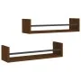 Estantes de pared con barras 2 uds marrón roble 60x16x14 cm de , Estantes y estanterías - Ref: Foro24-835438, Precio: 20,09 €...