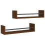 Wandregale mit Stangen 2 Stück Eiche braun 60x16x14 cm von , Regale und Regale - Ref: Foro24-835438, Preis: 20,36 €, Rabatt: %