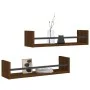 Estantes de pared con barras 2 uds marrón roble 60x16x14 cm de , Estantes y estanterías - Ref: Foro24-835438, Precio: 20,09 €...