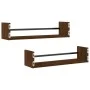 Estantes de pared con barras 2 uds marrón roble 60x16x14 cm de , Estantes y estanterías - Ref: Foro24-835438, Precio: 20,09 €...