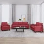 Juego de sofás con cojines 3 piezas cuero sintético rojo tinto by , Sofas - Ref: Foro24-3201401, Price: 587,42 €, Discount: %
