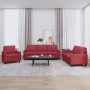 Juego de sofás con cojines 3 piezas cuero sintético rojo tinto by , Sofas - Ref: Foro24-3201401, Price: 596,68 €, Discount: %