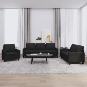 Juego de sofás con cojines 3 piezas cuero sintético negro by , Sofas - Ref: Foro24-3201398, Price: 570,97 €, Discount: %