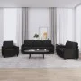 Sofagarnitur mit 3-teiligen Kissen aus schwarzem Kunstleder. von , Sofas - Ref: Foro24-3201398, Preis: 579,80 €, Rabatt: %
