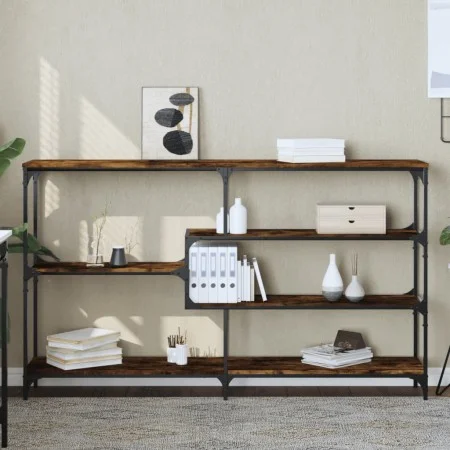 Mesa consola madera de ingeniería roble ahumado 160x32x95 cm by , Side tables - Ref: Foro24-833957, Price: 85,15 €, Discount: %