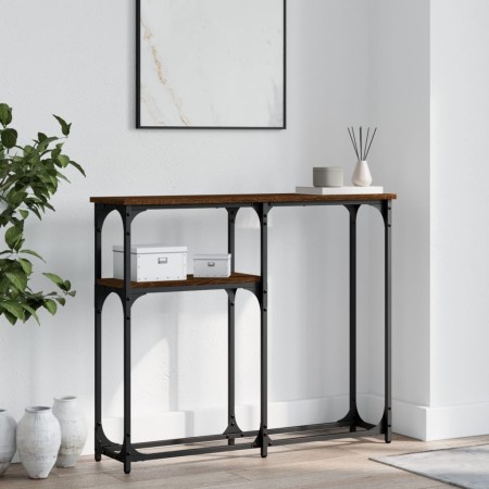 Mesa consola madera de ingeniería marrón roble 90x22,5x75 cm by , Side tables - Ref: Foro24-834094, Price: 42,58 €, Discount: %