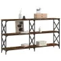Mesa consola madera de ingeniería roble ahumado 200x28x80,5 cm by , Side tables - Ref: Foro24-835431, Price: 69,84 €, Discoun...