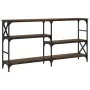 Mesa consola madera de ingeniería roble ahumado 150x29x76,5 cm by , Side tables - Ref: Foro24-835471, Price: 69,28 €, Discoun...