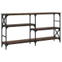 Mesa consola madera de ingeniería roble ahumado 150x29x76,5 cm by , Side tables - Ref: Foro24-835471, Price: 72,22 €, Discoun...