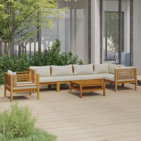 Garden furniture 7 pcs cream cushions solid acacia wood by , Garden sets - Ref: Foro24-3086954, Price: 1,00 €, Discount: %
