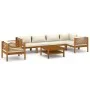 Muebles de jardín 7 pzas cojines crema madera maciza de acacia de , Conjuntos de jardín - Ref: Foro24-3086954, Precio: 1,00 €...