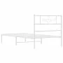Metal bed frame with white headboard 75x190 cm by , Beds and slatted bases - Ref: Foro24-355306, Price: 59,85 €, Discount: %