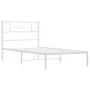 Metal bed frame with white headboard 107x203 cm by , Beds and slatted bases - Ref: Foro24-355312, Price: 68,40 €, Discount: %