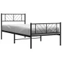 Bed frame with headboard and black metal footboard 80x200 cm by , Beds and slatted bases - Ref: Foro24-372188, Price: 65,40 €...
