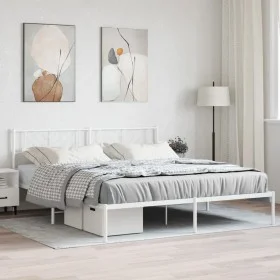 Bettgestell aus Metall mit weißem Kopfteil 180x200 cm von , Betten und Lattenroste - Ref: Foro24-372232, Preis: 103,81 €, Rab...