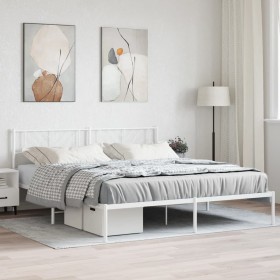 Bettgestell aus Metall mit weißem Kopfteil 180x200 cm von , Betten und Lattenroste - Ref: Foro24-372232, Preis: 105,52 €, Rab...