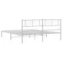 Estructura de cama de metal con cabecero blanco 180x200 cm de , Camas y somieres - Ref: Foro24-372232, Precio: 103,93 €, Desc...