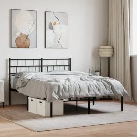 Bed frame with black metal headboard 160x200 cm by , Beds and slatted bases - Ref: Foro24-355662, Price: 102,29 €, Discount: %