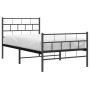 Estructura de cama con cabecero y estribo metal negro 90x190 cm