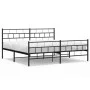 Black metal headboard and footboard bed frame 193x203 cm by , Beds and slatted bases - Ref: Foro24-355683, Price: 118,31 €, D...