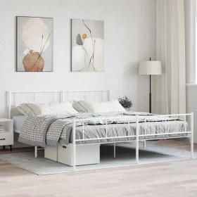 Metal bed frame with headboard and footboard white 183x213 cm by , Beds and slatted bases - Ref: Foro24-372251, Price: 115,74...