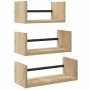 Wandregale mit Stangen, 3 Stück, Holzwerkstoff, Sonoma-Eiche von , Regale und Regale - Ref: Foro24-835445, Preis: 23,17 €, Ra...