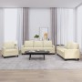 Cream synthetic leather 3-piece sofa set with cushions by , Sofas - Ref: Foro24-3201399, Price: 621,25 €, Discount: %
