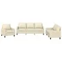 Dreiteilige Sofagarnitur aus cremefarbenem Kunstleder mit Kissen von , Sofas - Ref: Foro24-3201399, Preis: 611,21 €, Rabatt: %