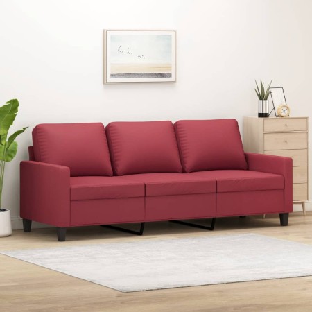 Weinrotes 3-Sitzer-Sofa aus Kunstleder, 180 cm von , Sofas - Ref: Foro24-359145, Preis: 259,93 €, Rabatt: %