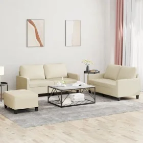 Cream synthetic leather 3-piece sofa set with cushions by , Sofas - Ref: Foro24-3201414, Price: 471,38 €, Discount: %