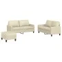 Cream synthetic leather 3-piece sofa set with cushions by , Sofas - Ref: Foro24-3201414, Price: 471,38 €, Discount: %