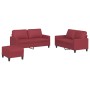 3-teilige Sofagarnitur aus rotem Kunstleder mit Kissen von , Sofas - Ref: Foro24-3201416, Preis: 467,42 €, Rabatt: %