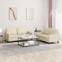 Cream synthetic leather 2-piece sofa set with cushions by , Sofas - Ref: Foro24-3201409, Price: 423,33 €, Discount: %
