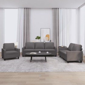 Gray synthetic leather 3-piece sofa set with cushions by , Sofas - Ref: Foro24-3201400, Price: 597,79 €, Discount: %