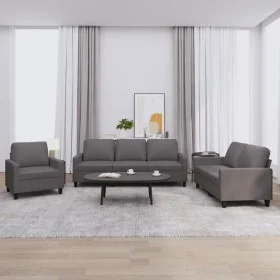 Gray synthetic leather 3-piece sofa set with cushions by , Sofas - Ref: Foro24-3201400, Price: 588,50 €, Discount: %