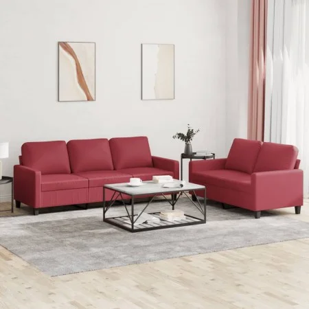 Sofa set with cushions 2 pieces red synthetic leather by , Sofas - Ref: Foro24-3201421, Price: 460,39 €, Discount: %