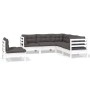 Muebles de jardín 5 pzas con cojines blanco madera de pino