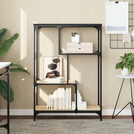 Estantería madera de ingeniería acero roble Sonoma 81x36x115 cm de , Librerías y estanterías - Ref: Foro24-835405, Precio: 48...