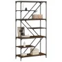Engineered wood shelving steel brown oak 91x36x176 cm by , Bookcases and shelves - Ref: Foro24-835418, Price: 68,35 €, Discou...