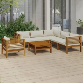 Gartenmöbel 7 Stück cremefarbene Kissen aus massivem Akazienholz von , Gartensets - Ref: Foro24-3086938, Preis: 1,00 €, Rabat...