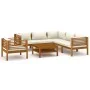 Muebles de jardín 7 pzas cojines crema madera maciza de acacia de , Conjuntos de jardín - Ref: Foro24-3086938, Precio: 1,00 €...