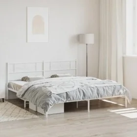 Metal bed frame with white headboard 183x213 cm by , Beds and slatted bases - Ref: Foro24-355321, Price: 109,07 €, Discount: %