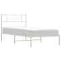Metal bed frame with white headboard 90x200 cm by , Beds and slatted bases - Ref: Foro24-355309, Price: 68,97 €, Discount: %