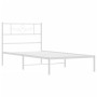Bettgestell aus Metall mit weißem Kopfteil 90x200 cm von , Betten und Lattenroste - Ref: Foro24-355309, Preis: 70,02 €, Rabat...